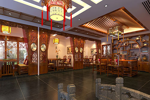 古城优雅恬淡中式茶叶店装修设计效果图
